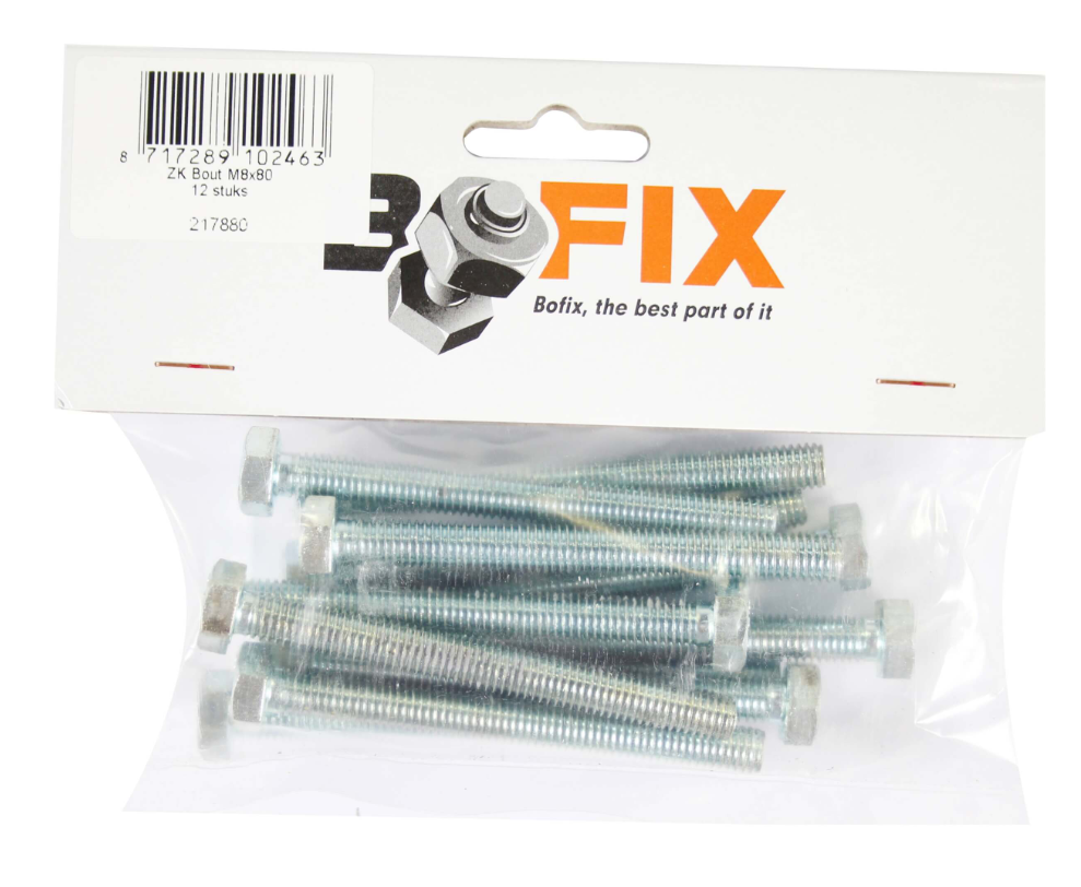 Bout M8x80 zeskante kop PER STUK / koplamp voorvork bevestiging