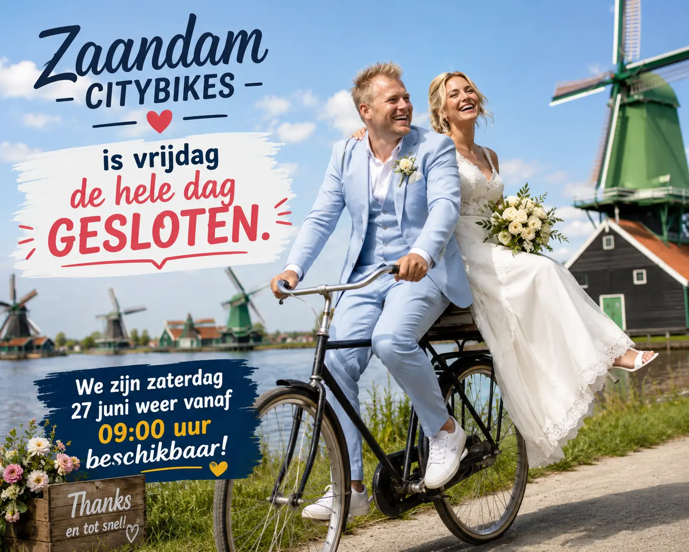 Zaandam Citybikes is vrijdag de hele dag gesloten!